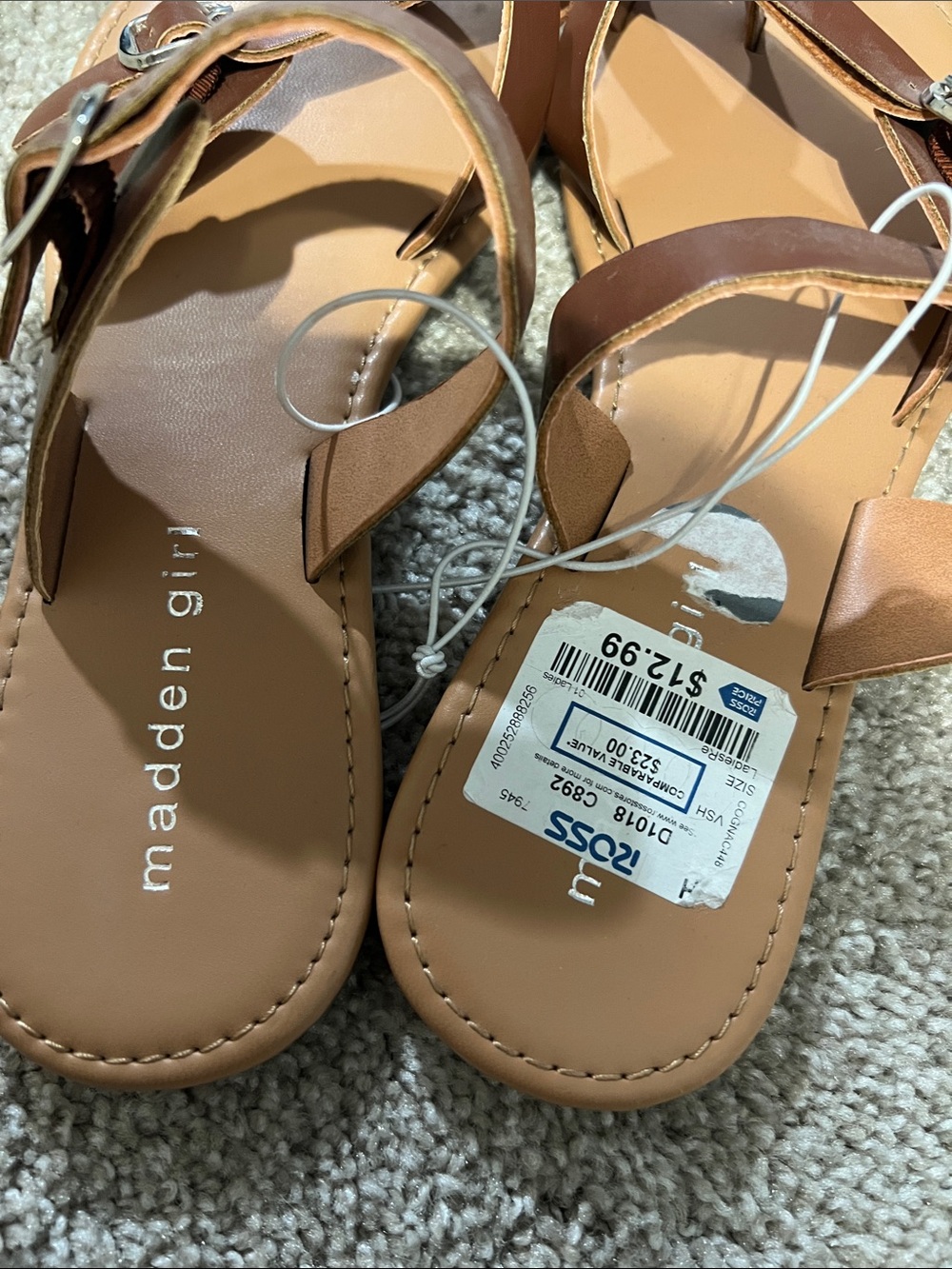 Madden Girl Tan and Brown Double-Strap Buckle Sandals - Picture 2 of 3